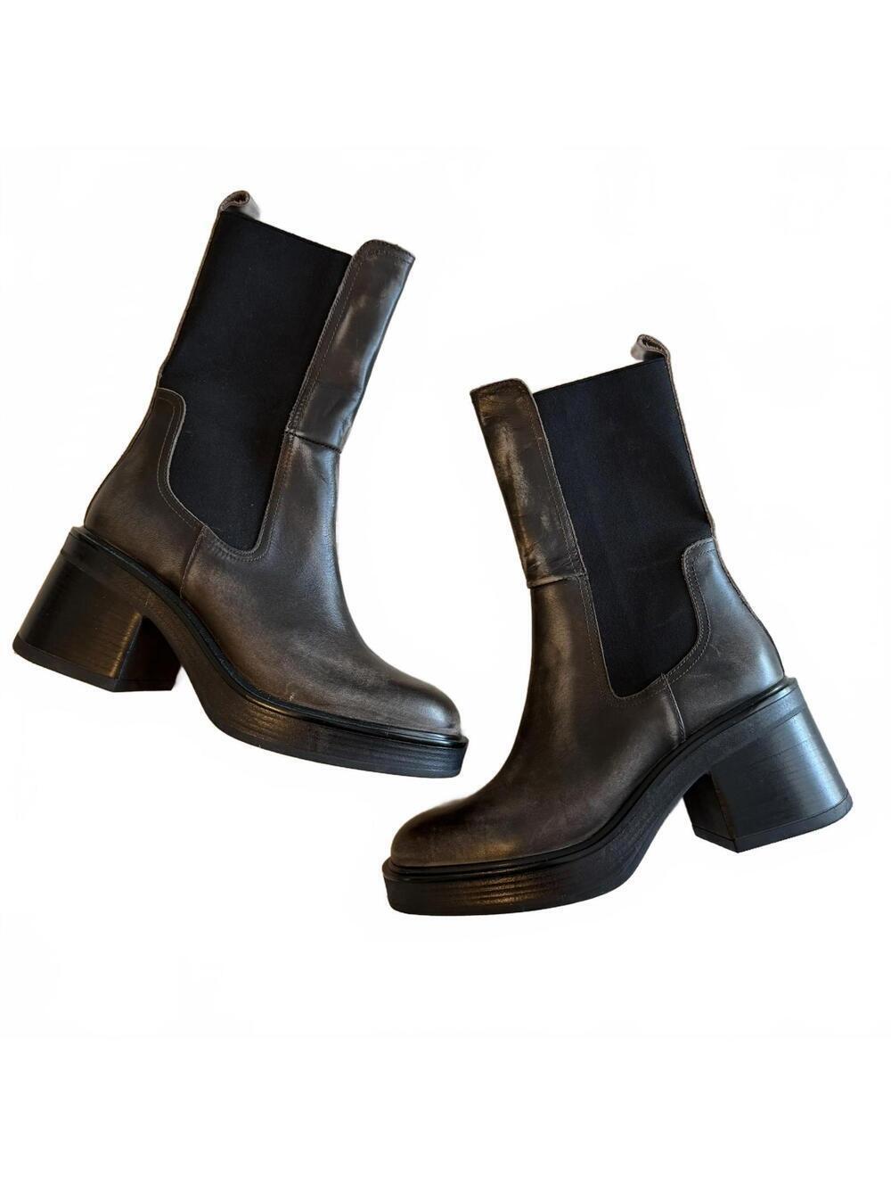 NEW Steve Madden Platform Chelsea Boot Brown Distressed Leather Women’s 41/US 10